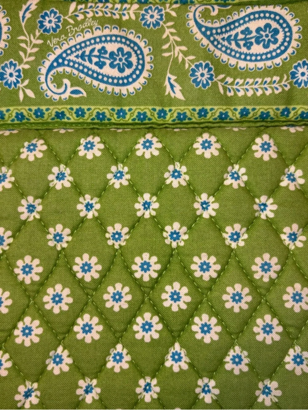 Vera Bradley 3 Piece Set, Quilted Green Floral Tote with Matching Wallet & Pouch - Picture 2 of 16